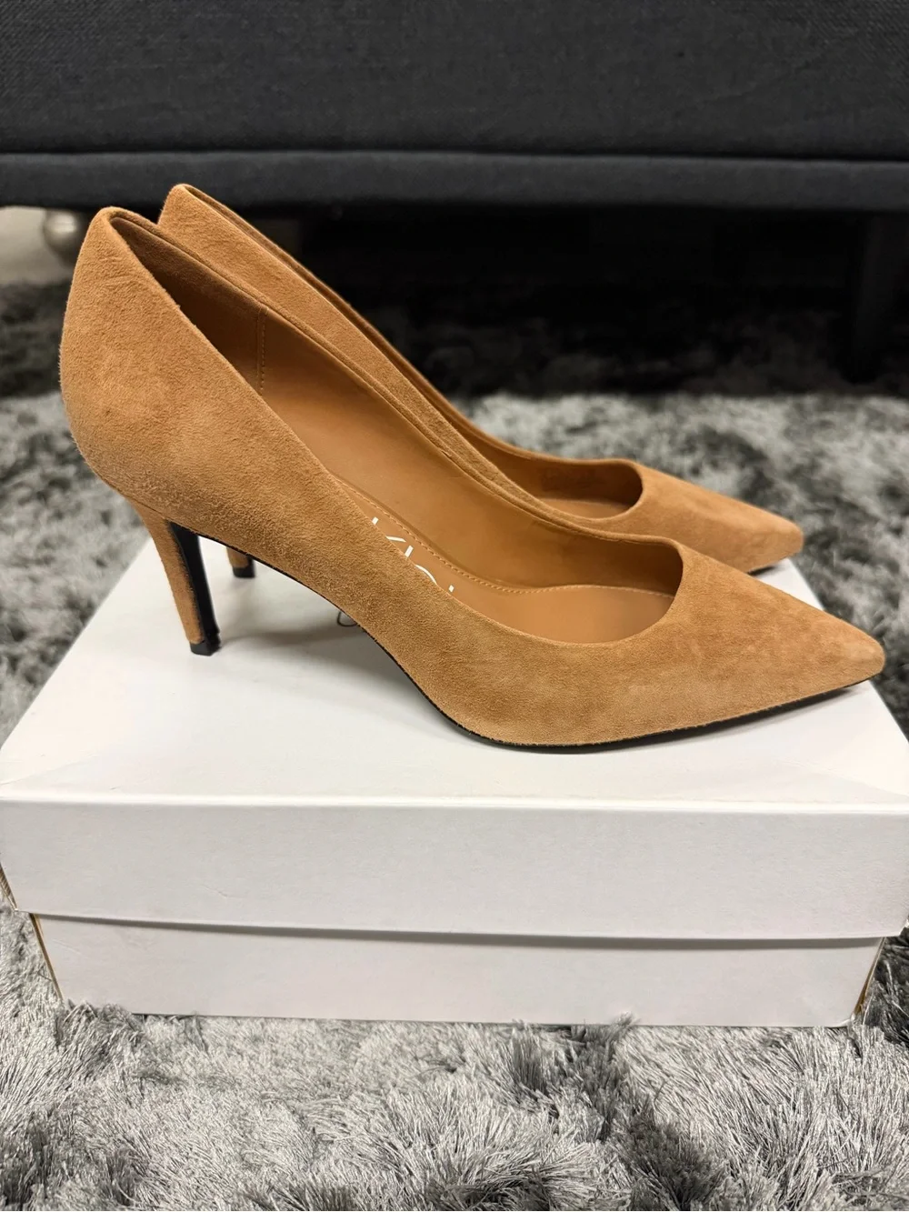 Calvin Klein Women's Camel Suede Pointed-Toe Pumps - Picture 2 of 9